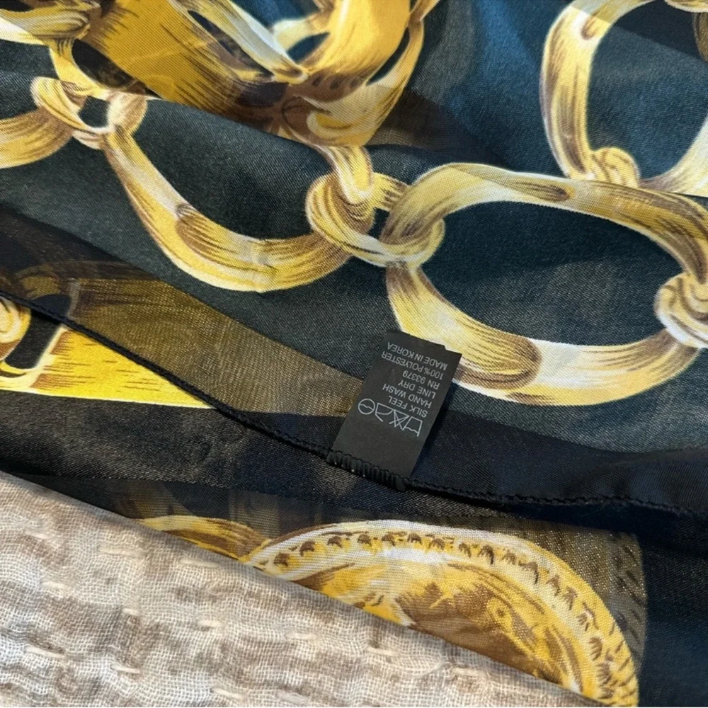 Elegant Black and Gold‎ Chain over the head sheer top